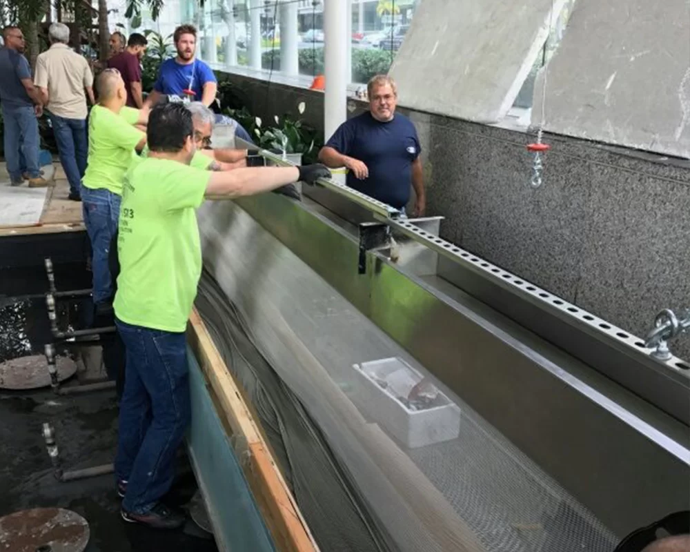 Stainless Steel Waterfall Installation